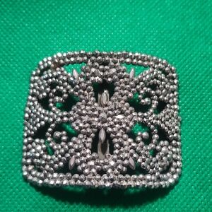 Antique French art deco steel cut sash belt buckle for women